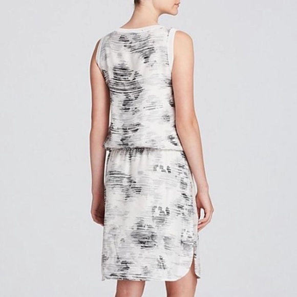 Vince Silk Sleeveless Jacquard Drawstring Dress, White Marble Size Large - Picture 2 of 15